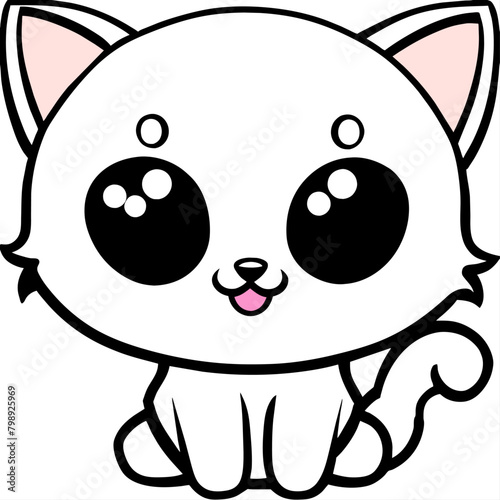 cute cat coloring page for toddlers kawai