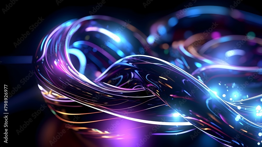Glowing Fiber Optic Cables Forming Intricate Futuristic Communication Patterns Glowing Fiber Optic Cables Forming Intricate Futuristic Communication Patterns