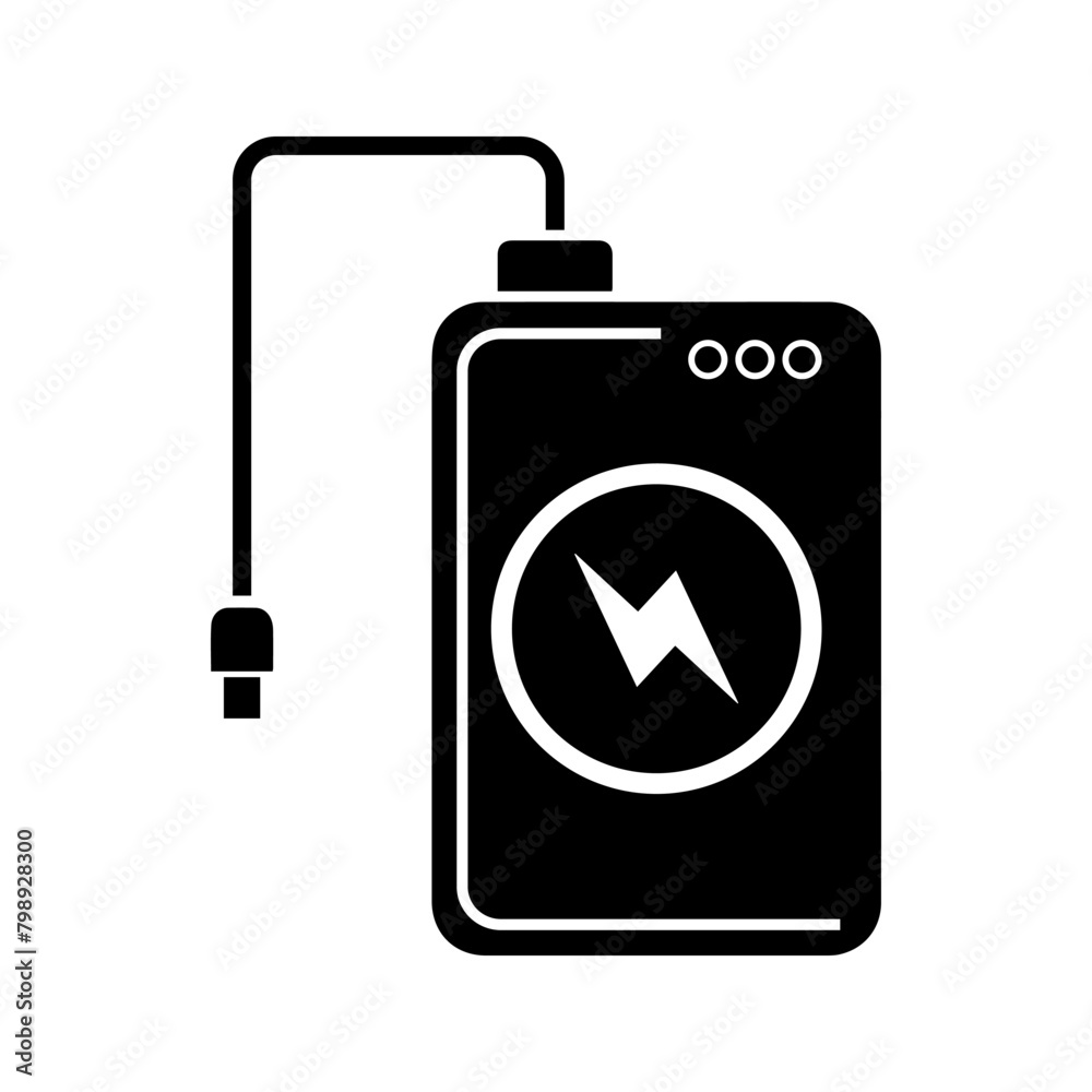 vector icon of battery charger, power bank vector icon of battery charger, power bank