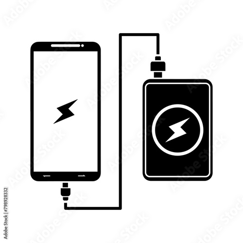 vector icon of battery charger, power bank