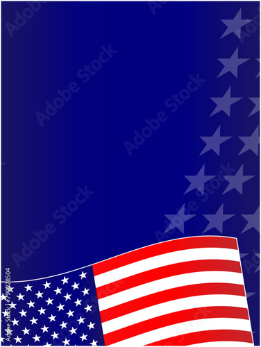 United States  flag symbols decorative border frame on dark blue background with copy space for text.