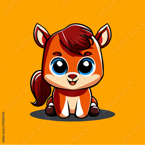 cute horse cartoon high detailed