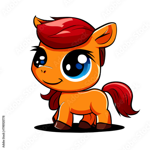 cute horse cartoon high detailed