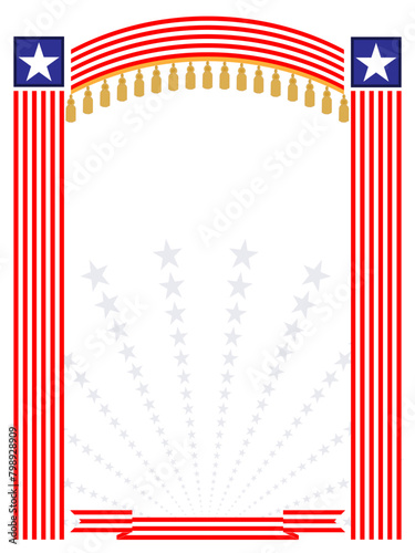 American flag symbols decorative festive frame with empty space vector design template.	