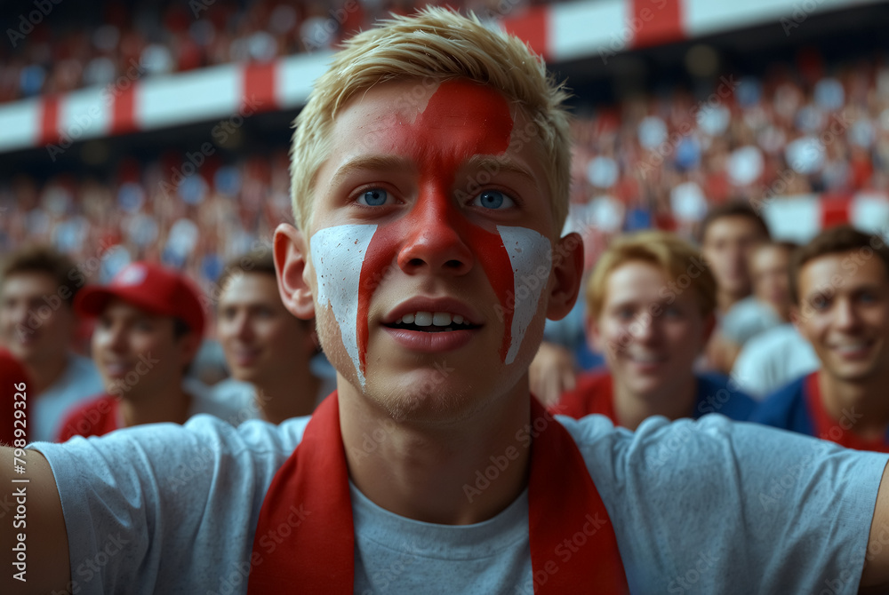 Fan cheering enthusiastically in a soccer stadium. Fan cheering enthusiastically in a soccer stadium.