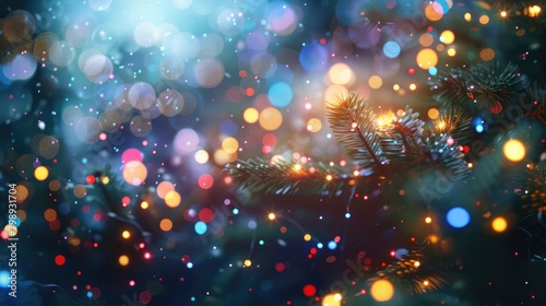 Abstract background with twinkling festive lights for Christmas