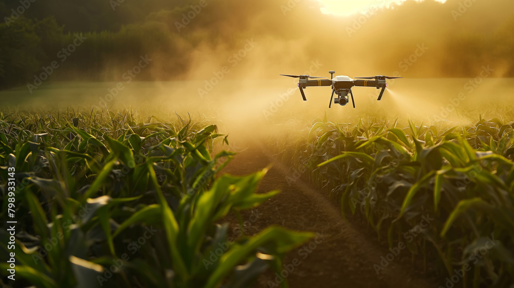 Agriculture drone fertilizing a field Agriculture drone fertilizing a field