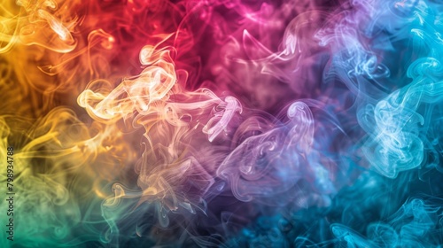 Vibrant swirls of colorful smoke from various flavored vape pens, creating an artistic and dynamic display.