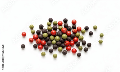 Colored Peppercorns Digital Spice Painting Isolated Background Graphic Seasoning Food Design