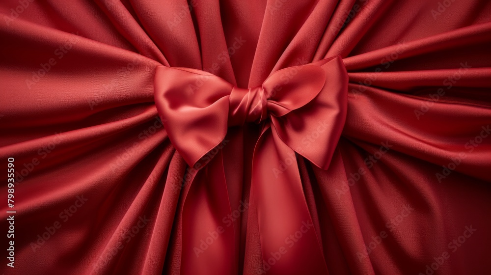 Luxurious red satin background with a beautifully tied central bow Luxurious red satin background with a beautifully tied central bow