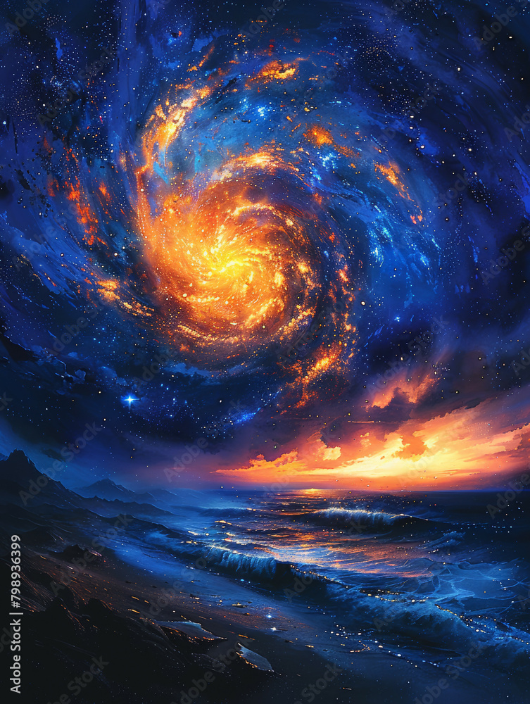 Naklejka premium Galactic Cosmos Background Illustration
