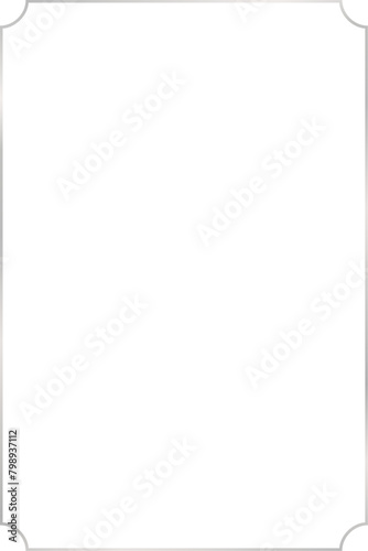 Rectangle subtle single line silver frame with inwardly rounded, concave corners, 2x3 scale ratio for card, banner, video, presentation, invitation
