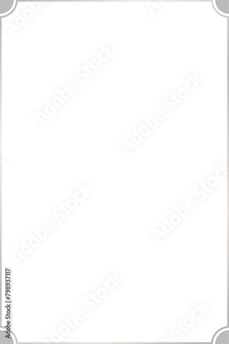Rectangle subtle single line silver frame with inwardly rounded, concave corners, filled with quarter-circles, 2x3 scale ratio for card, banner, video, presentation, invitation