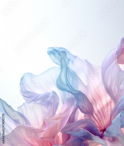 abstract, floral background with waves of pink and blue fabric. copy space © IULIIA