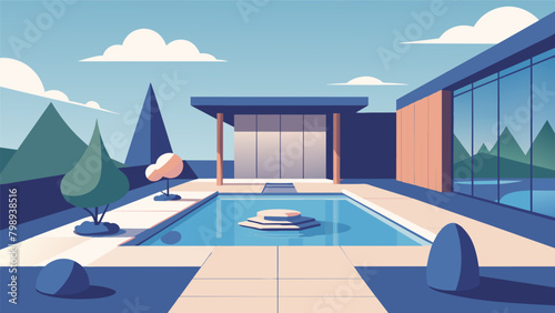 A modern courtyard with a minimalist design and a zen garden allowing for a peaceful and refined outdoor experience..