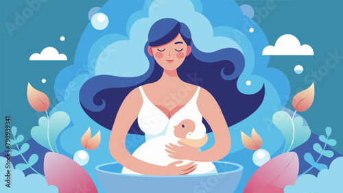 Steam swirls around a new mom making her feel weightless and calm as she takes a moment to herself in the sauna..