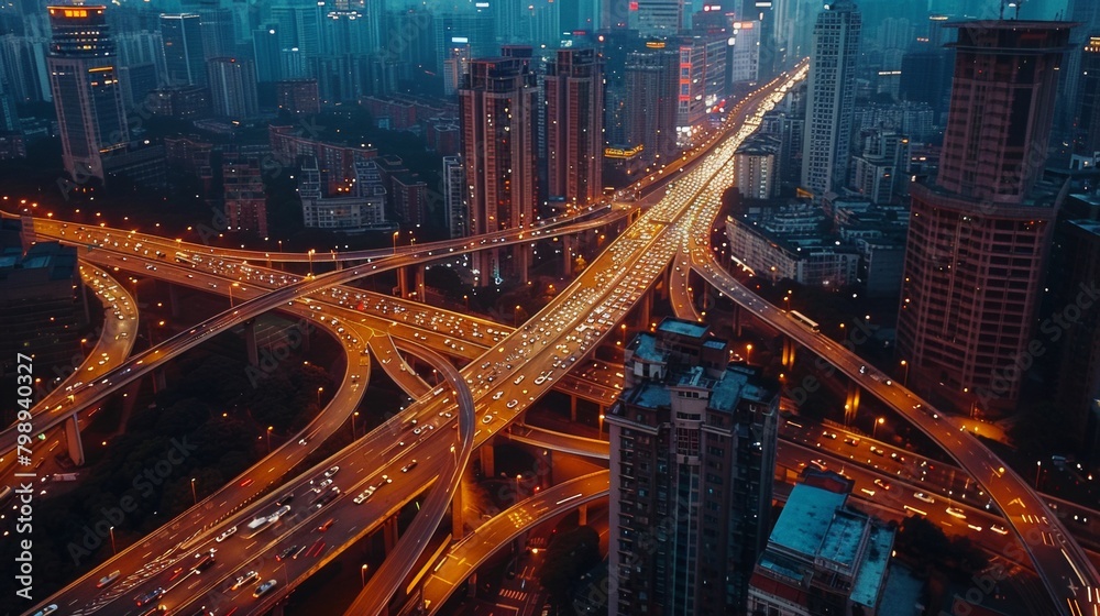 Express ways, toll way, high way, roads in city at night Express ways, toll way, high way, roads in city at night