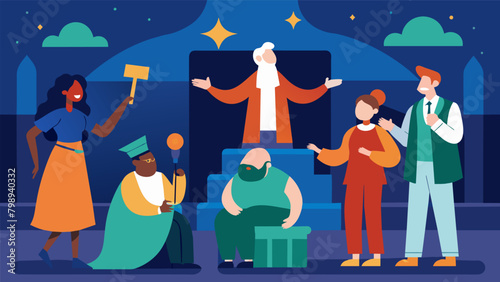 A production is performed in multiple languages including ASL making the play accessible to a diverse range of language speakers and promoting. Vector illustration