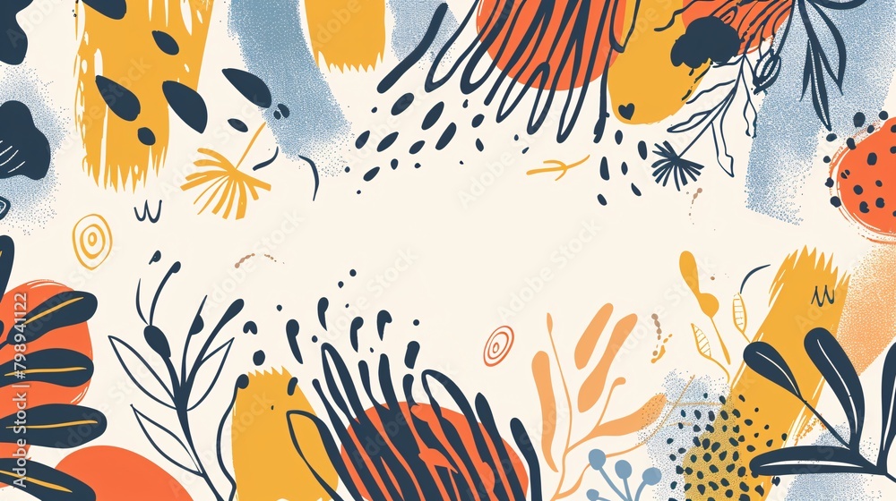 Obraz premium Hand drawn abstract shapes background 
