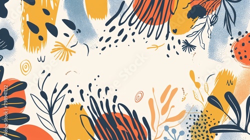 Hand drawn abstract shapes background 
