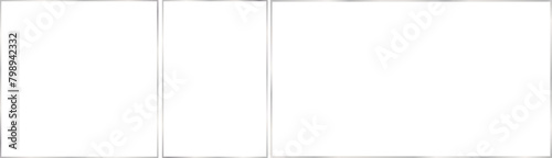 Set of subtle single line silver frames with 1x1, 2x3, 16x9 scale ratios for card, banner, video, presentation, invitation