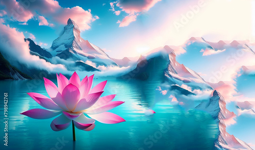 A lotus flower with the words   lotus   on the bottom  generative ai