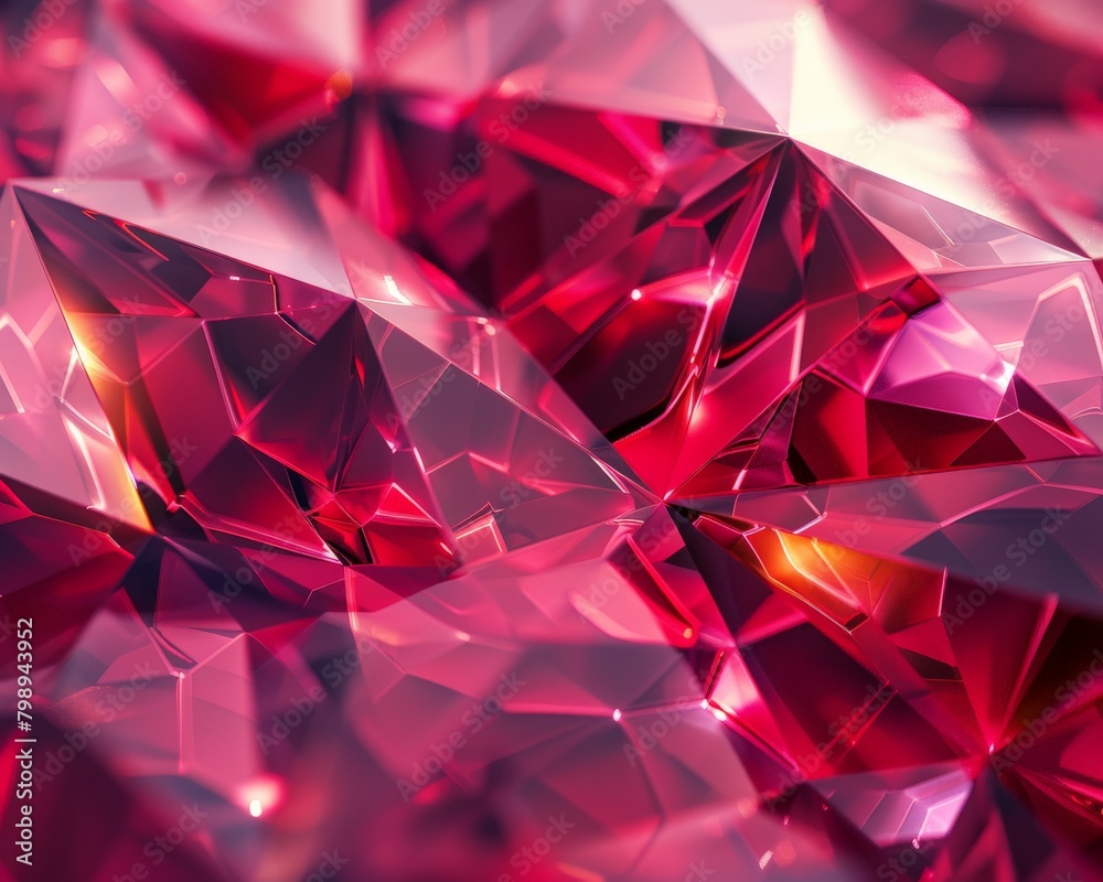 A hyper realistic closeup of a crimson geometric sculpture, with facets catching the light and casting deep shadows A hyper realistic closeup of a crimson geometric sculpture, with facets catching the light and casting deep shadows