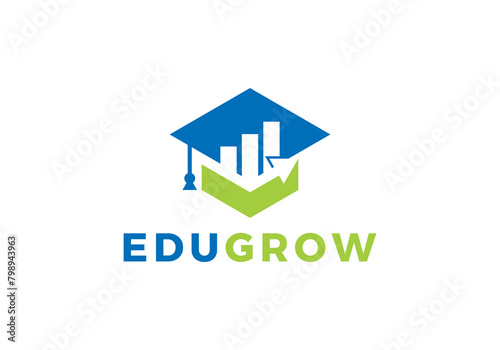 graduate hat and chart logo design. finance education symbol icon vector