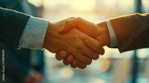 Vertrauensvolle Partnerschaft: Geschäftspartner geben sich im Büro die Hand