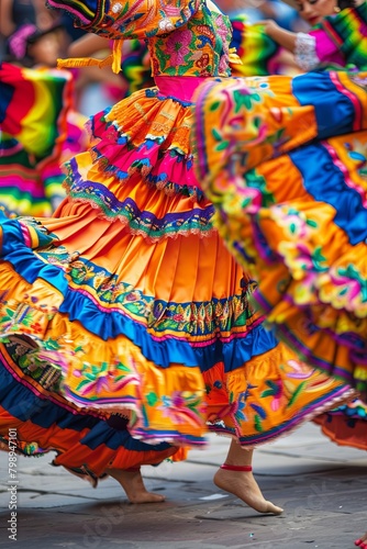 Colorful attire and traditional Mexican dance A vibrant Cinco de Mayo celebration.