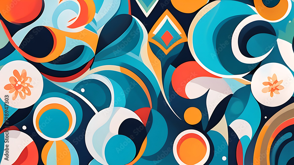 pattern with circles，Abstract graphic illustration，geometric vector