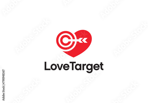 heart arrow target logo icon design