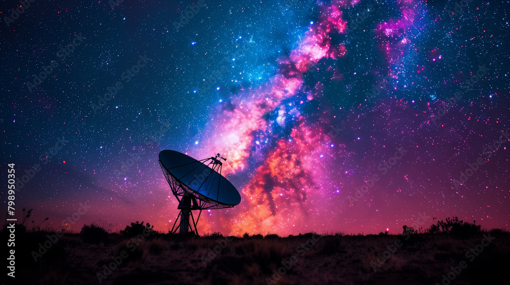 satellite dishes at night full of stars satellite dishes at night full of stars