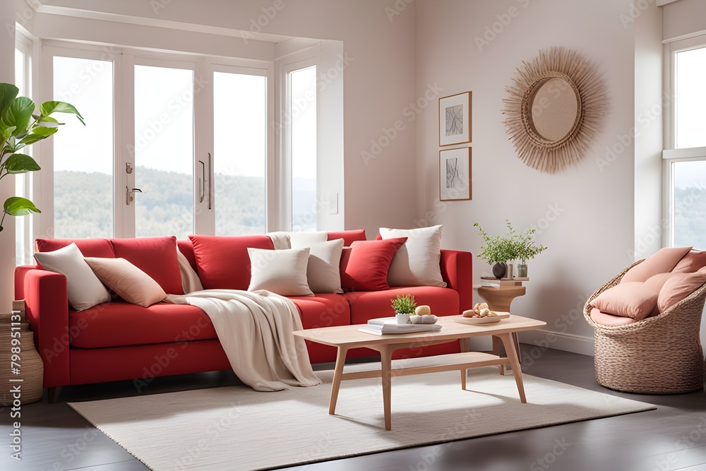 Fototapeta premium Cozy stylish living room interior