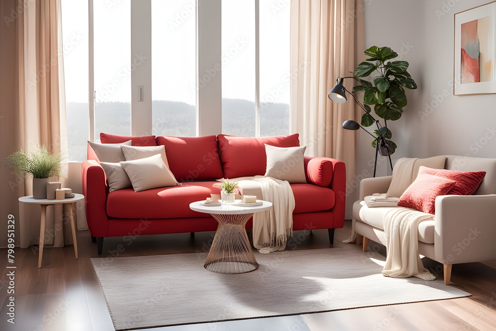Fototapeta premium Cozy stylish living room interior