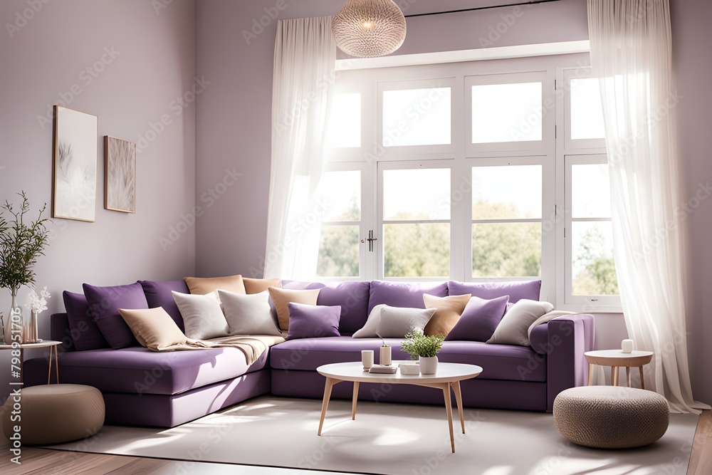 Fototapeta premium Cozy stylish living room interior