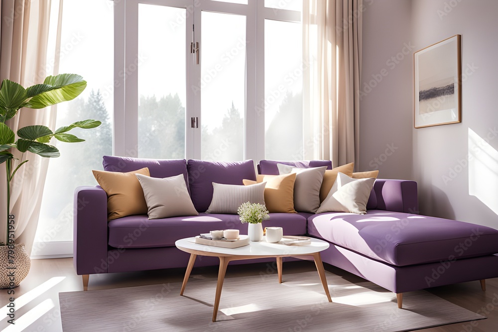 Fototapeta premium Cozy stylish living room interior