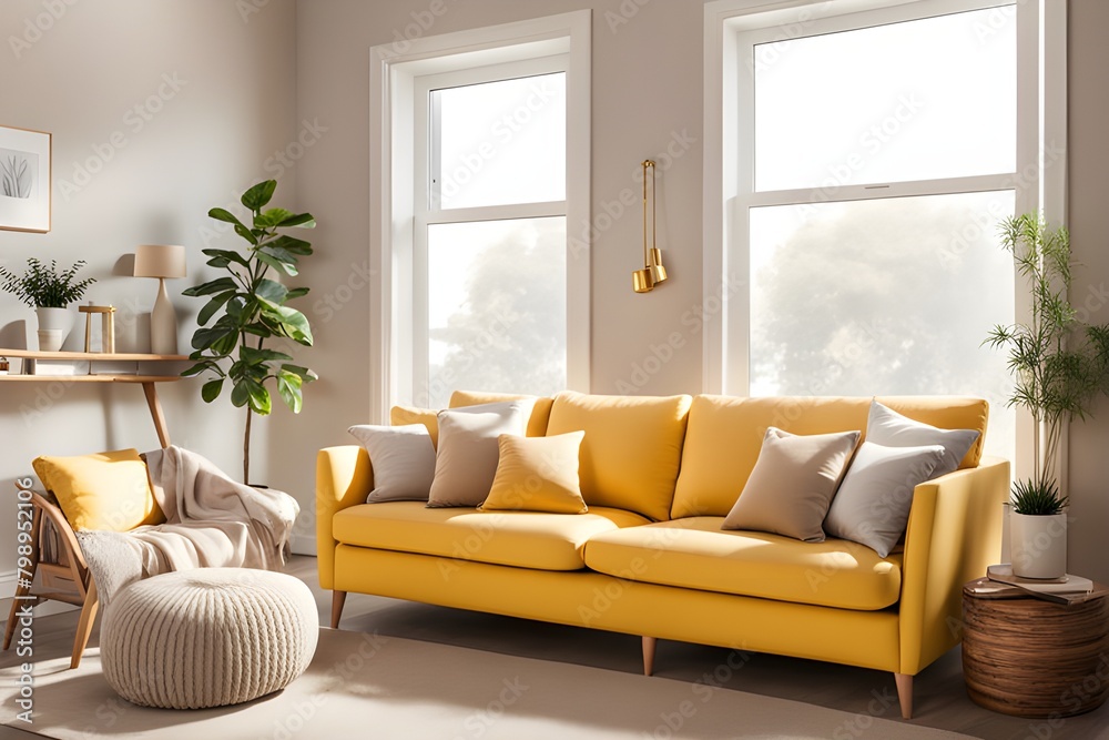 Fototapeta premium Cozy stylish living room interior