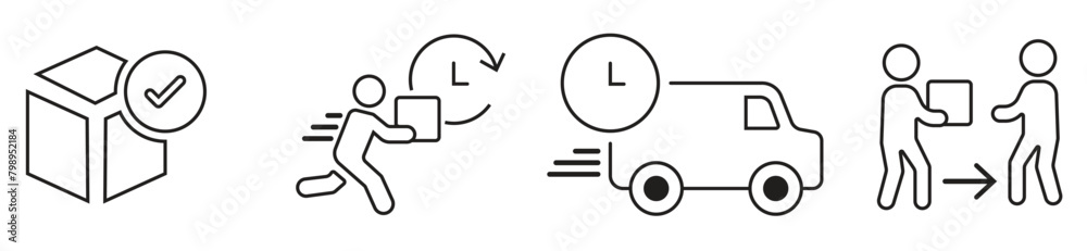 click and collect order, icon, delivery truck, delivery services steps, receive order in pick up point, e-commerce business concept, vector illustration click and collect order, icon, delivery truck, delivery services steps, receive order in pick up point, e-commerce business concept, vector illustration