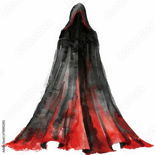 Vampires cloak themselves in the night, seeking the next Halloween party, minimal watercolor style illustration isolated on white background photo