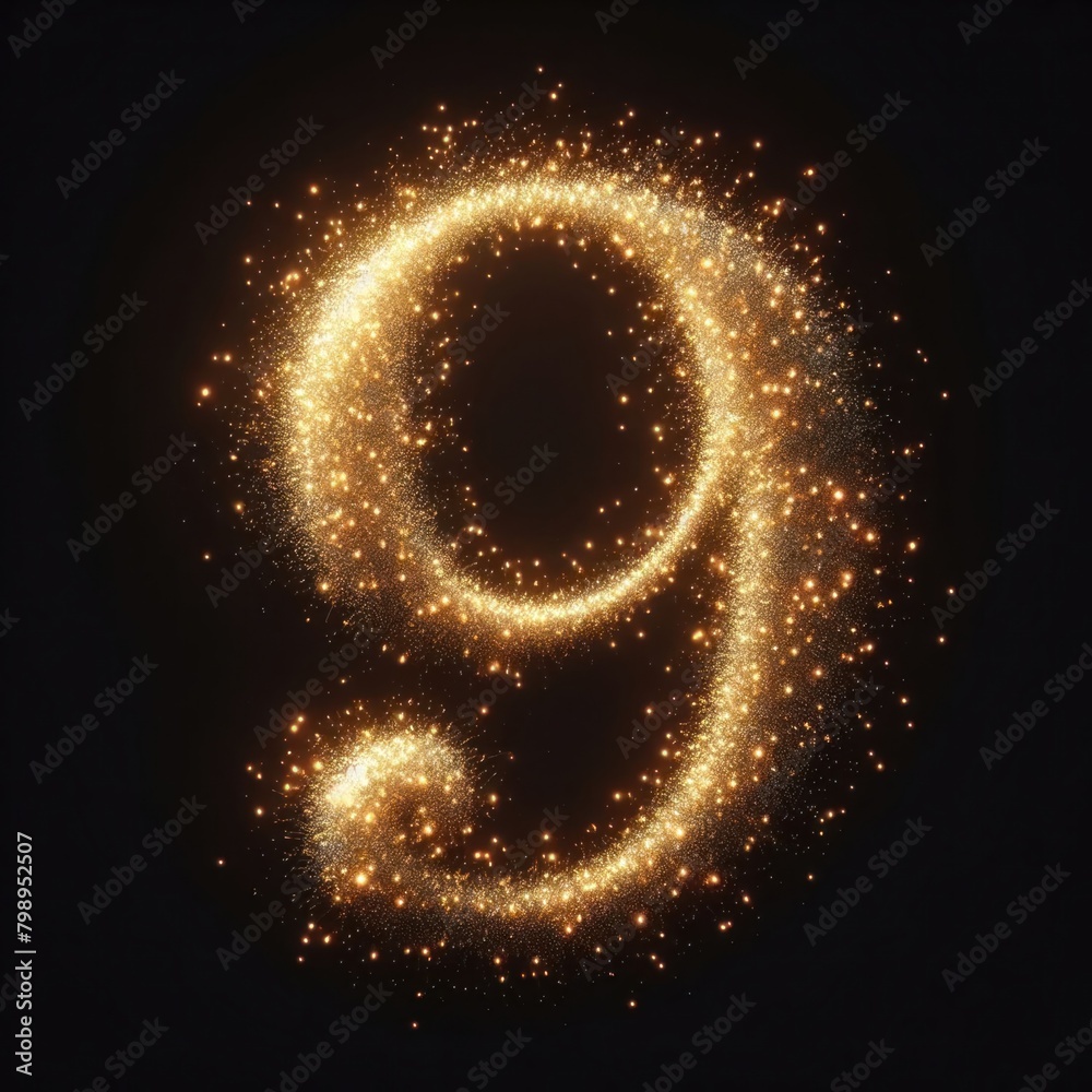 Fototapeta premium Golden glowing number 