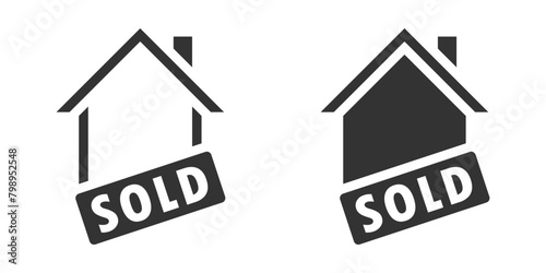 Sold house icon. Vector illustration.