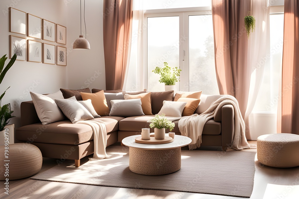 Obraz premium Cozy stylish living room interior