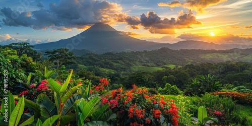 Breathtaking view of the Arenal Volcano in Costa Rica photo