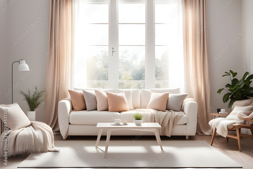 Fototapeta premium Cozy stylish living room interior