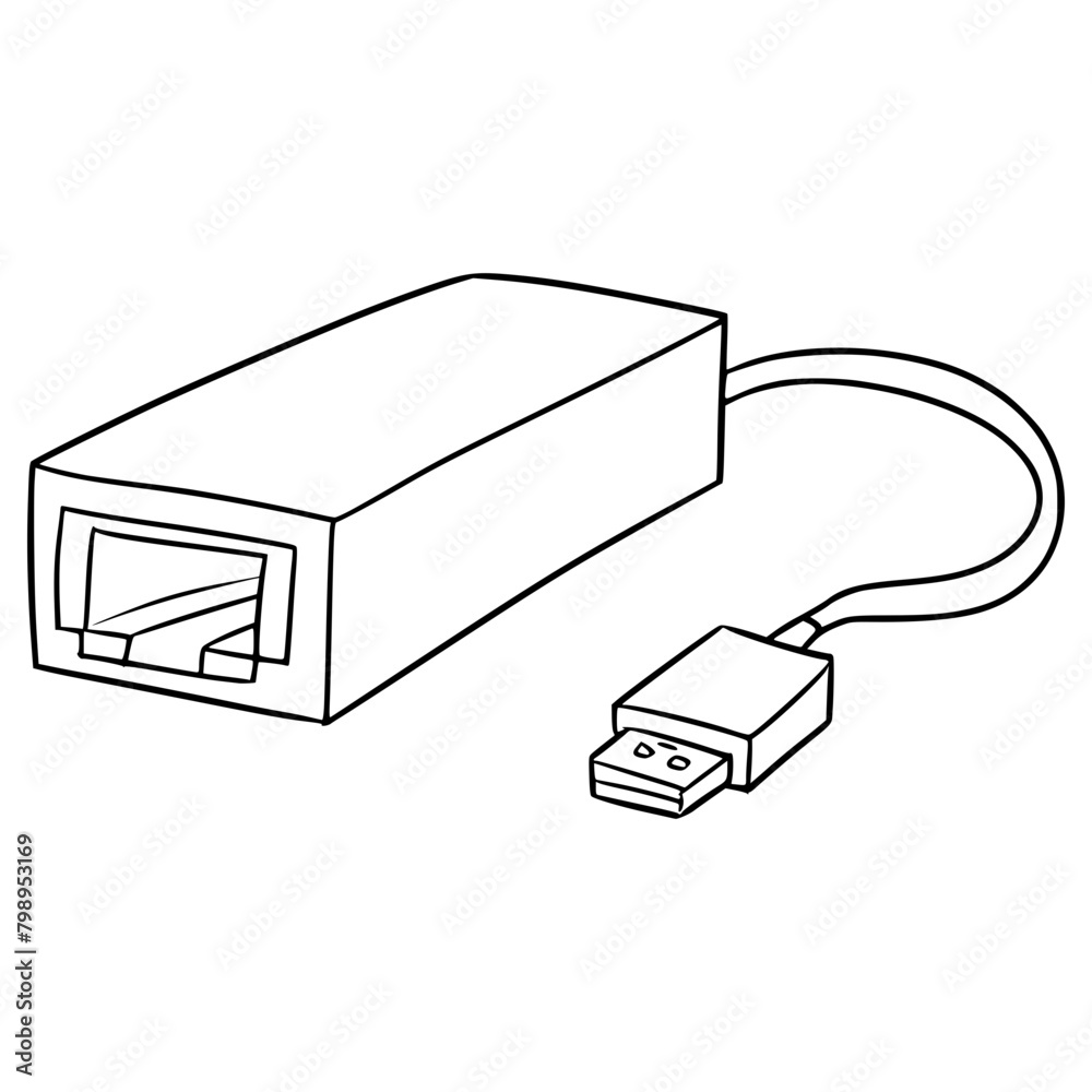 adapter usb illustration hand drawn outline vector adapter usb illustration hand drawn outline vector