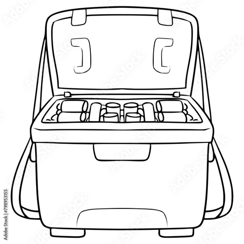 opened ice box illustration hand drawn outline vector