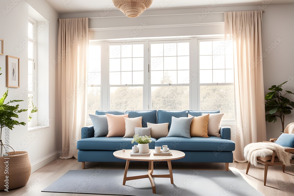 Fototapeta premium Cozy stylish living room interior