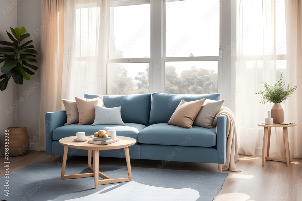 Fototapeta premium Cozy stylish living room interior