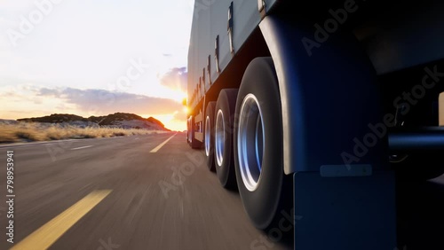 Wheel Truck On Road, Freight Transportation, Mode Of Transport, Transportation, Truck photo